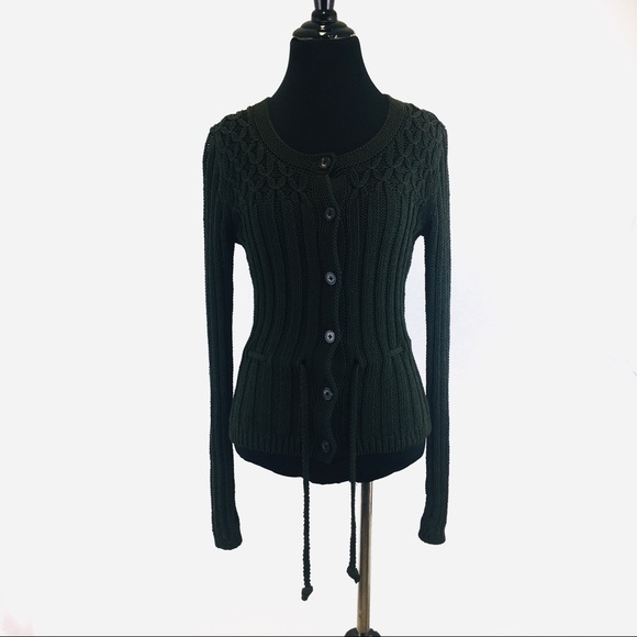 LOFT Jackets & Blazers - LOFT Dark Olive Crochet Knit Light Jacket, XS